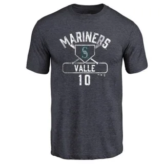 Dave Valle Seattle Mariners Base Runner Tri-Blend T-Shirt - Navy