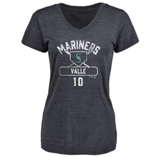 Dave Valle Women's Seattle Mariners Base Runner Tri-Blend T-Shirt - Navy