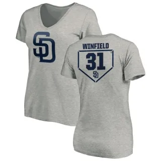 Dave Winfield Women's San Diego Padres RBI Slim Fit V-Neck T-Shirt - Heathered Gray