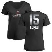 Davey Lopes Women's Los Angeles Dodgers Midnight Mascot V-Neck T-Shirt - Black