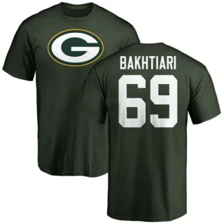 David Bakhtiari Green Bay Packers Name & Number Logo T-Shirt - Green