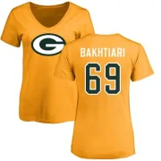 David Bakhtiari Women's Green Bay Packers Name & Number Logo Slim Fit T-Shirt - Gold