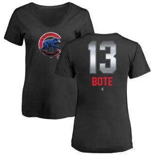 David Bote Women's Chicago Cubs Midnight Mascot V-Neck T-Shirt - Black