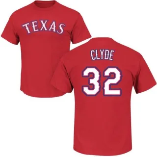 David Clyde Texas Rangers Name & Number T-Shirt - Red