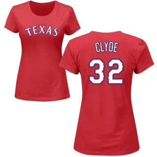 David Clyde Women's Texas Rangers Name & Number T-Shirt - Red