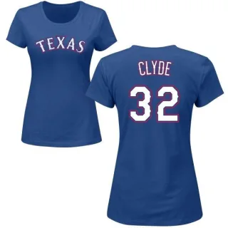 David Clyde Women's Texas Rangers Name & Number T-Shirt - Royal