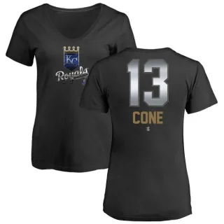 David Cone Women's Kansas City Royals Midnight Mascot V-Neck T-Shirt - Black