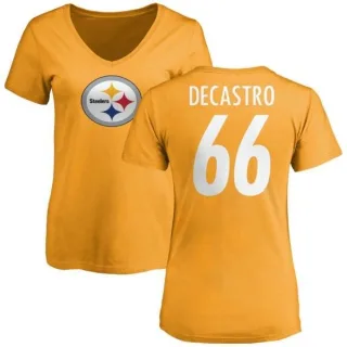 David DeCastro Women's Pittsburgh Steelers Name & Number Logo Slim Fit T-Shirt - Gold