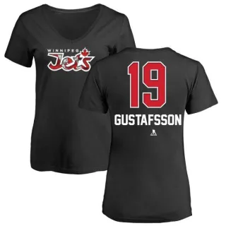 David Gustafsson Women's Winnipeg Jets Name and Number Banner Wave V-Neck T-Shirt - Black