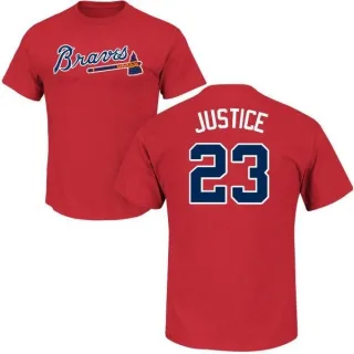 David Justice Atlanta Braves Name & Number T-Shirt - Red