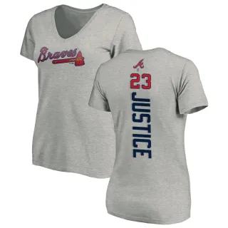 David Justice Women's Atlanta Braves Backer Slim Fit T-Shirt - Ash