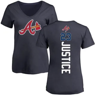 David Justice Women's Atlanta Braves Backer Slim Fit T-Shirt - Navy