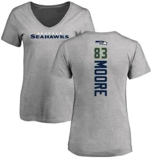 David Moore Women's Seattle Seahawks Backer V-Neck T-Shirt - Ash