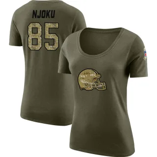 David Njoku Women's Cleveland Browns Salute to Service Olive Legend Scoop Neck T-Shirt