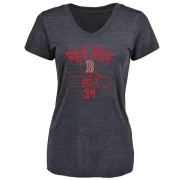 David Ortiz Women's Boston Red Sox Base Runner Tri-Blend T-Shirt - Navy