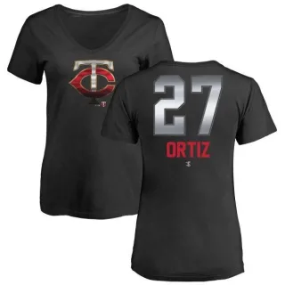 David Ortiz Women's Minnesota Twins Midnight Mascot V-Neck T-Shirt - Black