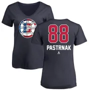 David Pastrnak Women's Boston Bruins Name and Number Banner Wave V-Neck T-Shirt - Navy