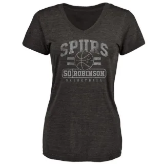 David Robinson Women's San Antonio Spurs Black Baseline Tri-Blend T-Shirt