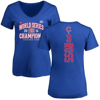 David Ross Women's Chicago Cubs 2016 World Series Champions Back Name & Number V-Neck T-Shirt - Royal