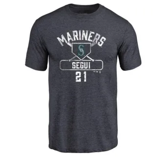 David Segui Seattle Mariners Base Runner Tri-Blend T-Shirt - Navy