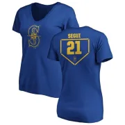 David Segui Women's Seattle Mariners RBI Slim Fit V-Neck T-Shirt - Royal