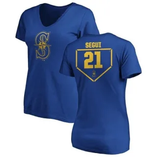 David Segui Women's Seattle Mariners RBI Slim Fit V-Neck T-Shirt - Royal