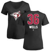 David Wells Women's Toronto Blue Jays Name and Number Banner Wave V-Neck T-Shirt - Black