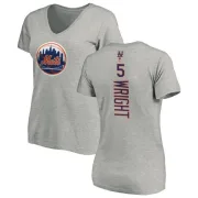 David Wright Women's New York Mets Backer Slim Fit T-Shirt - Ash