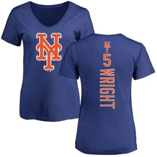 David Wright Women's New York Mets Backer Slim Fit T-Shirt - Royal