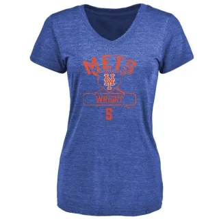 David Wright Women's New York Mets Base Runner Tri-Blend T-Shirt - Royal