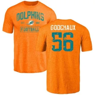 Davon Godchaux Miami Dolphins Orange Distressed Name & Number Tri-Blend T-Shirt