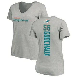 Davon Godchaux Women's Miami Dolphins Backer V-Neck T-Shirt - Ash