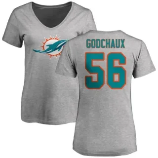 Davon Godchaux Women's Miami Dolphins Name & Number Logo Slim Fit T-Shirt - Ash