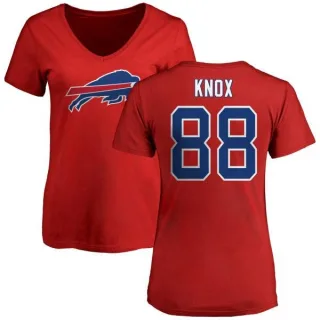 Dawson Knox Women's Buffalo Bills Name & Number Logo Slim Fit T-Shirt - Red