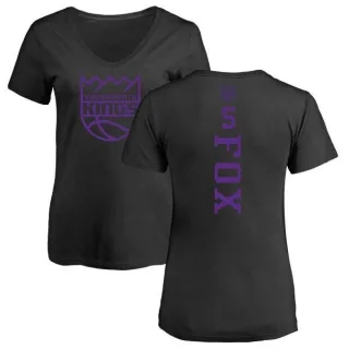 De'Aaron Fox Women's Sacramento Kings Black One Color Backer Slim-Fit V-Neck T-Shirt