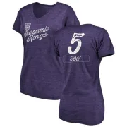 De'Aaron Fox Women's Sacramento Kings Purple Sideline Tri-Blend V-Neck T-Shirt