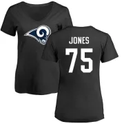 Deacon Jones Women's Los Angeles Rams Name & Number Logo Slim Fit T-Shirt - Black