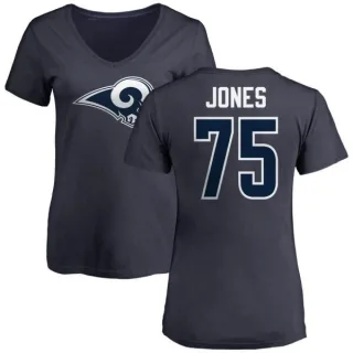 Deacon Jones Women's Los Angeles Rams Name & Number Logo Slim Fit T-Shirt - Navy