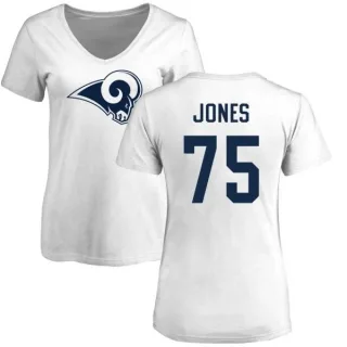 Deacon Jones Women's Los Angeles Rams Name & Number Logo Slim Fit T-Shirt - White