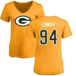 Dean Lowry Women's Green Bay Packers Name & Number Logo Slim Fit T-Shirt - Gold