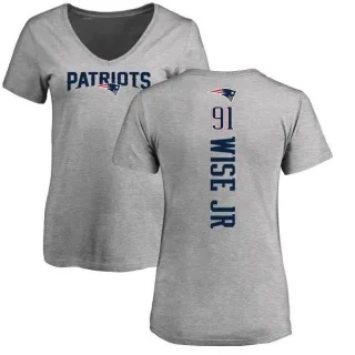 Deatrich Wise Jr. Women's New England Patriots Backer V-Neck T-Shirt - Ash