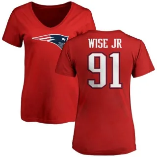 Deatrich Wise Jr. Women's New England Patriots Name & Number Logo Slim Fit T-Shirt - Red