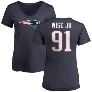 Deatrich Wise Jr. Women's New England Patriots Name & Number Logo T-Shirt - Navy