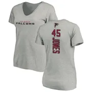 Deion Jones Women's Atlanta Falcons Backer V-Neck T-Shirt - Ash