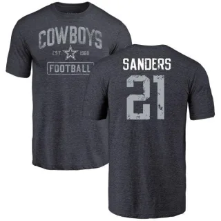 Deion Sanders Dallas Cowboys Distressed Name & Number Tri-Blend T-Shirt - Navy