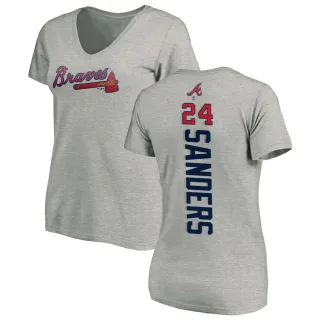 Deion Sanders Women's Atlanta Braves Backer Slim Fit T-Shirt - Ash