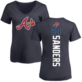 Deion Sanders Women's Atlanta Braves Backer Slim Fit T-Shirt - Navy