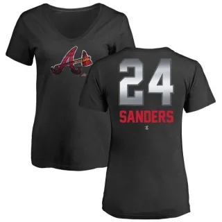 Deion Sanders Women's Atlanta Braves Midnight Mascot V-Neck T-Shirt - Black