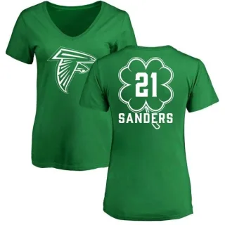 Deion Sanders Women's Atlanta Falcons Green St. Patrick's Day Name & Number V-Neck T-Shirt