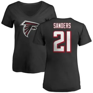 Deion Sanders Women's Atlanta Falcons Name & Number Logo Slim Fit T-Shirt - Black